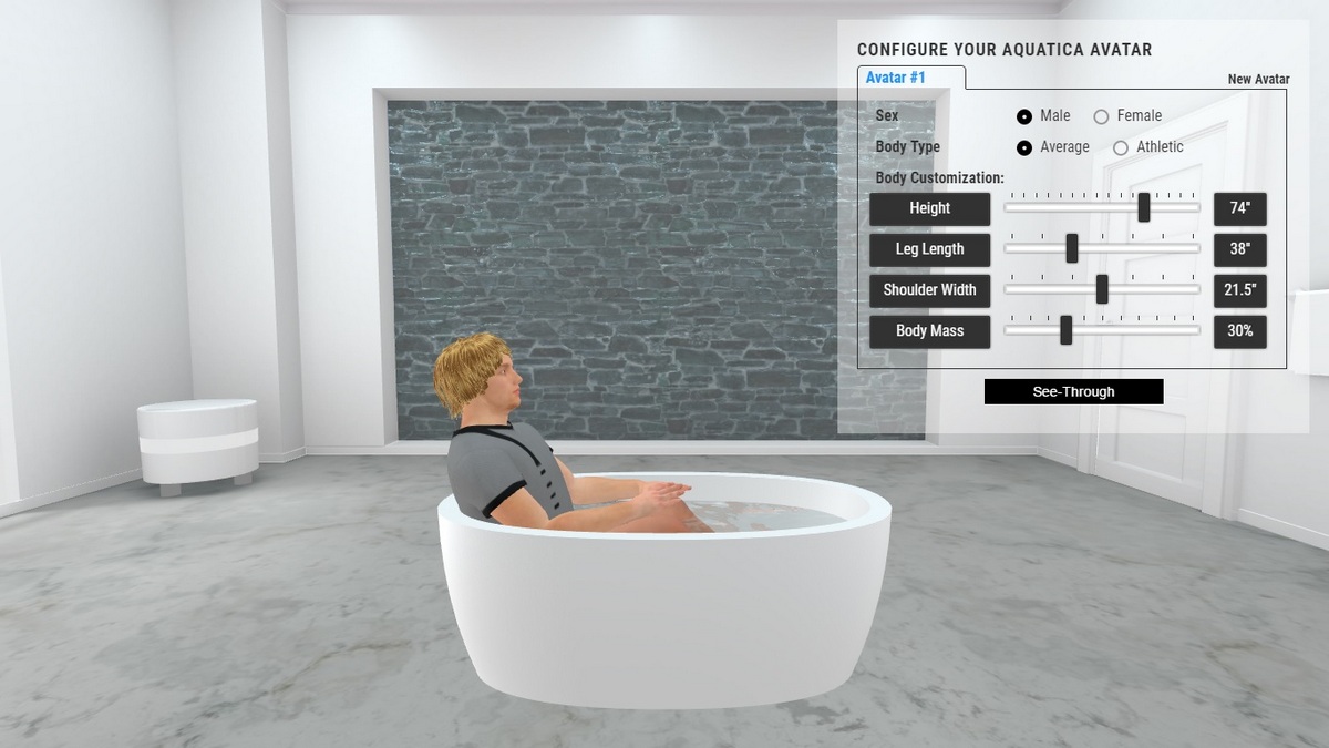 Purescape 174A Bathtub 3D Body Position